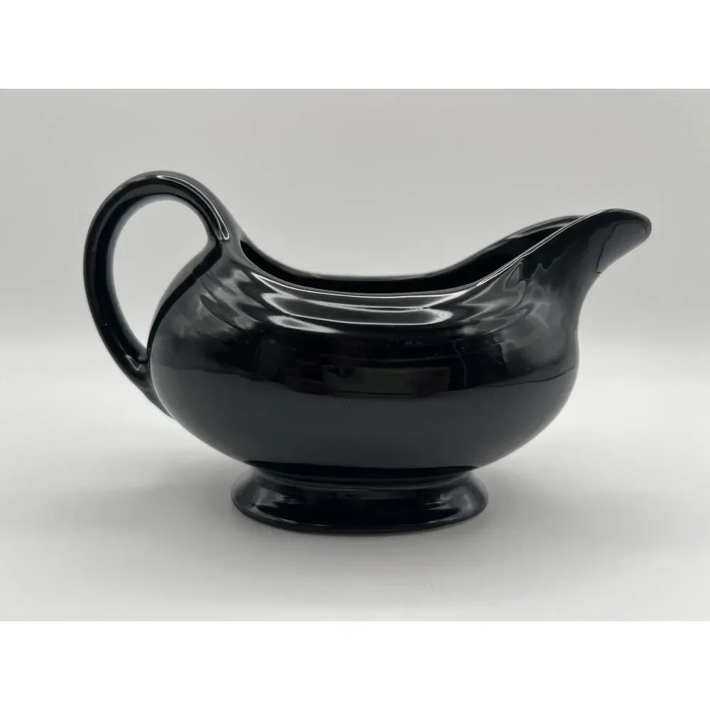 Homer Laughlin Fiesta BLACK Ceramic Open Sauce / Gravy Boat Retired